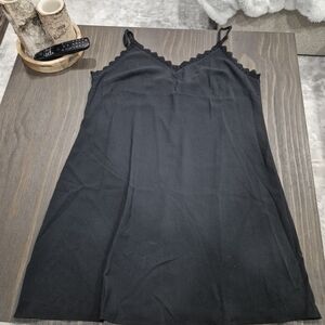 Elegant Black Lace-Trimmed Slip Dress